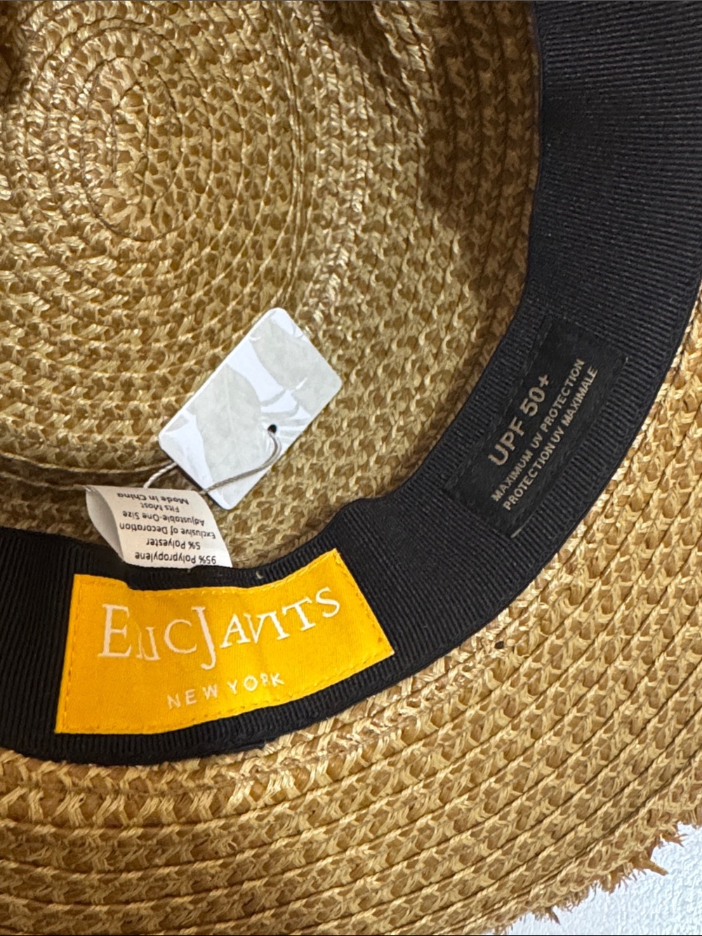 NEW✨NEW✨ Eric Javits Squishee Straw Fedora black ribbon/ subtle “EJ” Logo - Picture 12 of 16